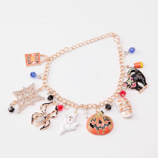 Halloween Charms Bracelet, Stainless Steel Pumpkin Bracelets for