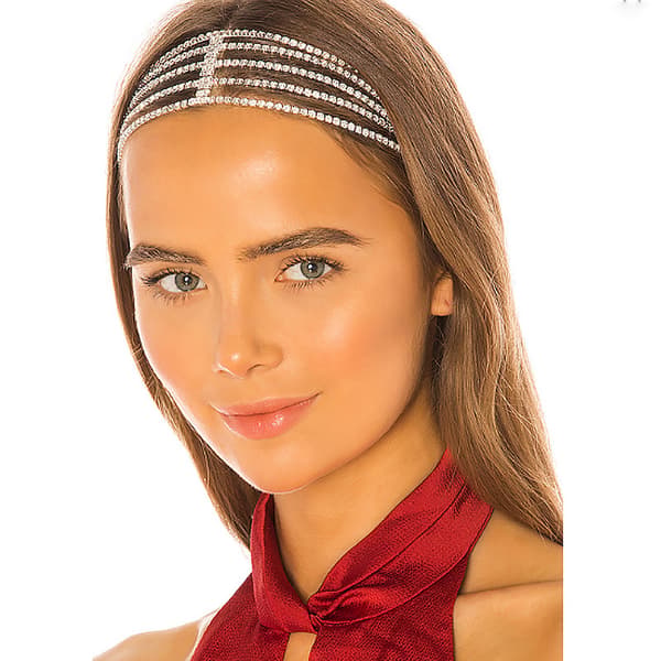 Krystal Elastisk Hovedbånd Sølv Stretch Rhinestone Hårbånd Brid
