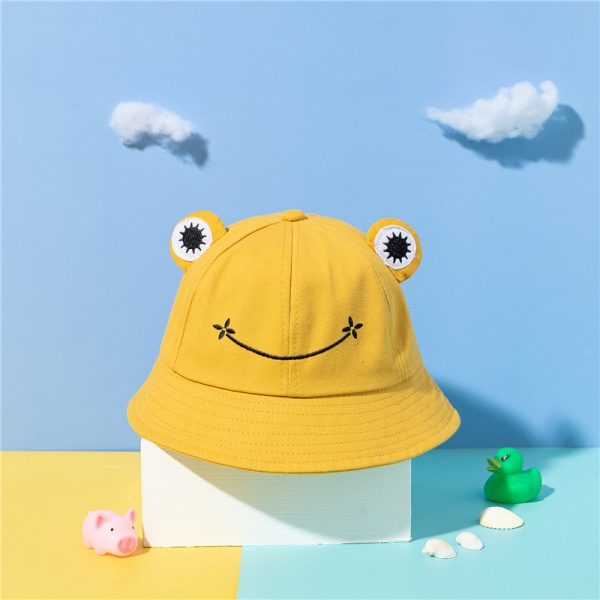 Hatter for foreldre og barn, Cartoon Frog Bucket Hat, Unisex Summer Su