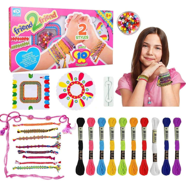 Friendship Armband Making Kit för 8-12-åriga flickor, konst och