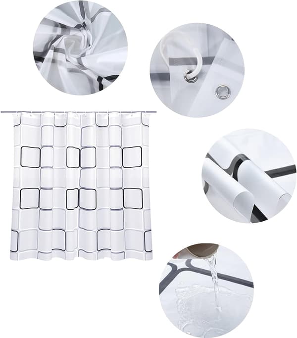 Vattentäta Transparenta Duschdraperihakar Set, Modern Badrum Curta