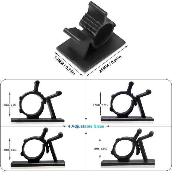 100Pcs Adhesive Cable Clips Adjustable Cable Clips, Premium Adhes