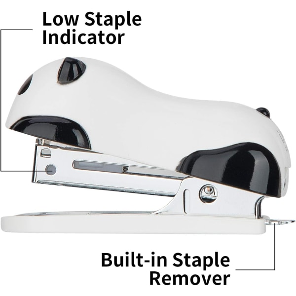 Mini sød panda skrivebords hæftemaskine, kontor hæftemaskine, 12 ark kapacitet