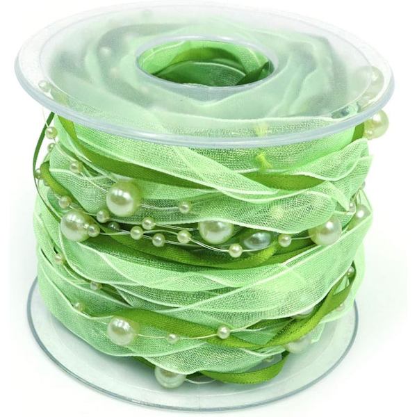 1PC Vihreä Tekohelmi Nauha Chiffon Nauha ja Organza Pitsi