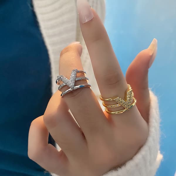 Gull Statement Ringer for Kvinner 14k Gullbelagt Sølv Roségull E