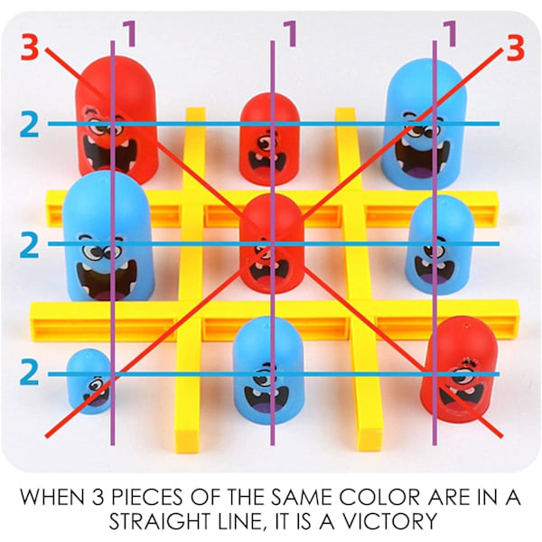 Big Eat Small Tic Tac Toe Spil Sæt, 2 Spillere Blå Rød Gobblet Gobbler