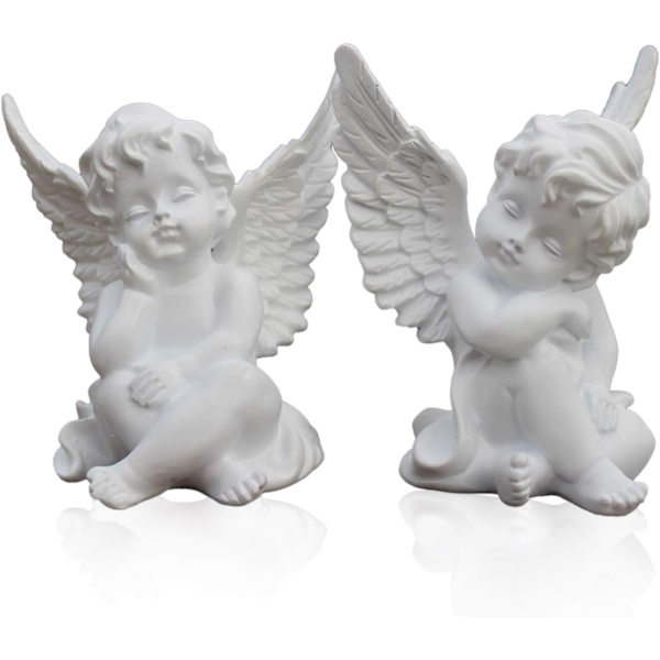 2 stk. Lille engel have statue, indendørs udendørs hjem have