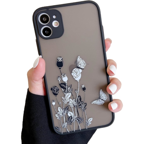 Case för iPhone 13pro max, Black Butterfly Rose Cute Girls Case M