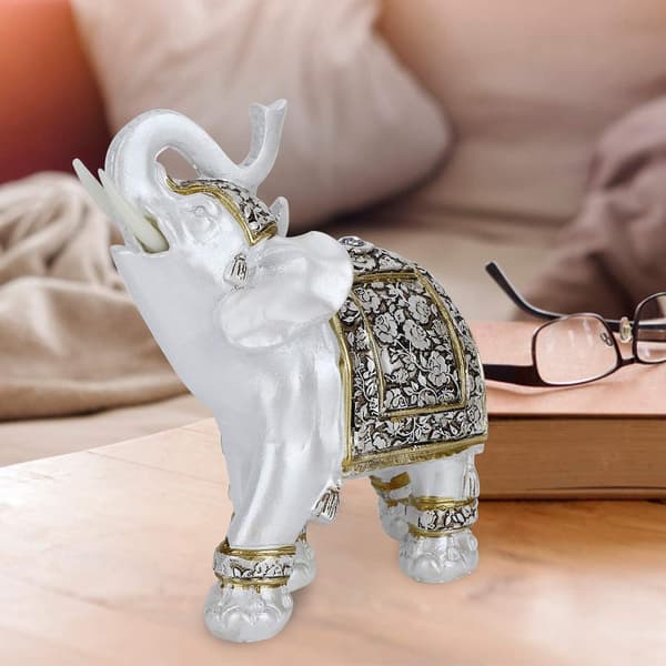 Feng Shui Elefantstaty, Upphöjd Torso Vit Elefantstaty för Hemmet