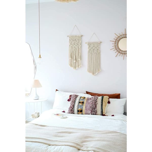 St Macrame Väggbonad Boho Deco Chic Vävd Tapestry - Vacker Lägenhet Sovrum Bröllop Lägenhet Rum Dekor Heminredning, 75cm (L) x 35cm (B)