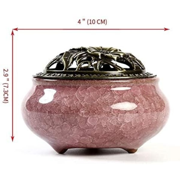 Ceramic Incense Burner - Porcelain Charcoal Censer with Brass Cal