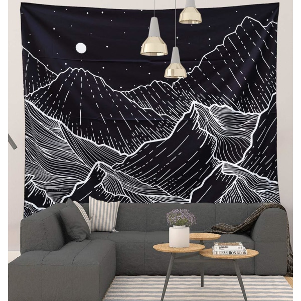 Starry Night Tapestry Mountain Tapestry Moon and Stars Tapestry B