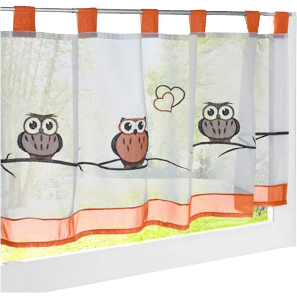 Läpikuultava verho 45x90cm Kirjonta Pöllö Värikäs Pan Orange Lyhyt Ta