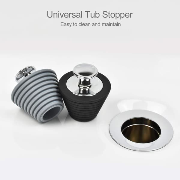 2 Universal Propper til Badekar og Håndvask Sort og Grå