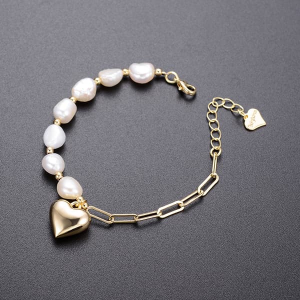 16K gullperle armbånd for kvinner, Tiny Pearl Rosary Charm Bead |