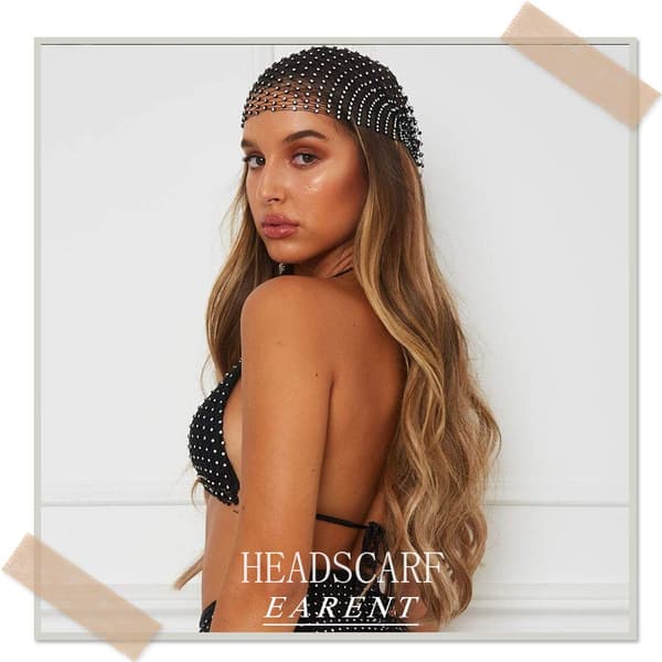 Mesh Rhinestone Hodebånd med Svart Glitter Bredt Hårbånd Elastisk