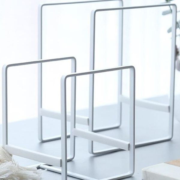 Hvit(L) 2 stk Multifunksjonell Oppvaskstativ Metalltallerkenholder Loksstativ