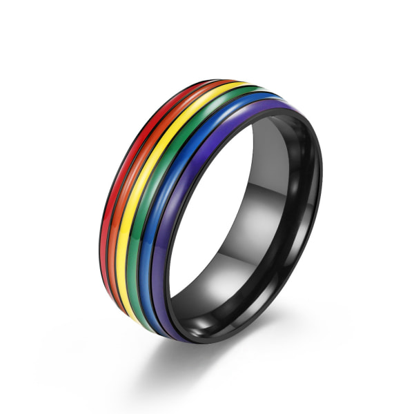 8mm Rainbow Rostfritt stål Ring Pride Ring Vigselring för män