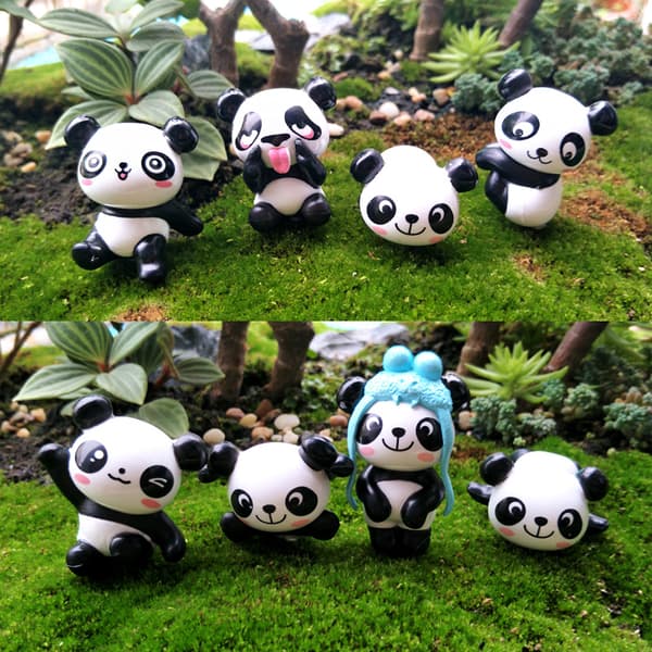 8 stk. søde panda-dukker søde panda-legetøjsfigurer legetøj mini panda