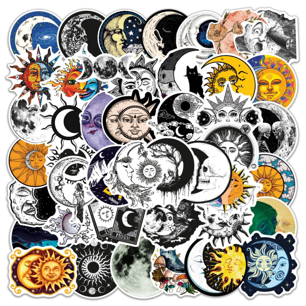 100st Moon Doodle Sticker, Dekaler Stickers för Laptop Vattenflaska