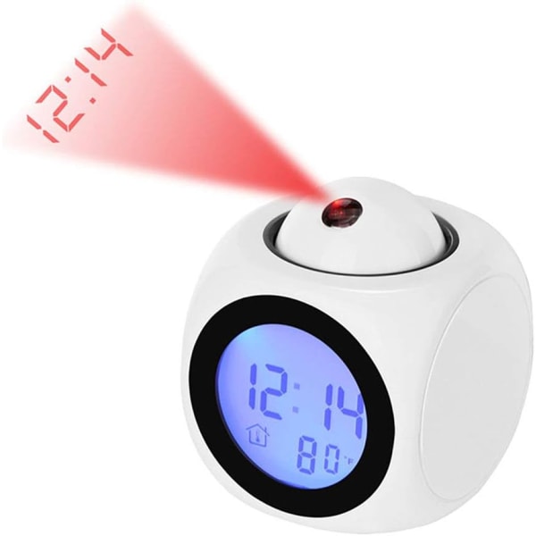 Digital Silent Projection Clock LED Alarmklokke 12/24 Morgen Ala