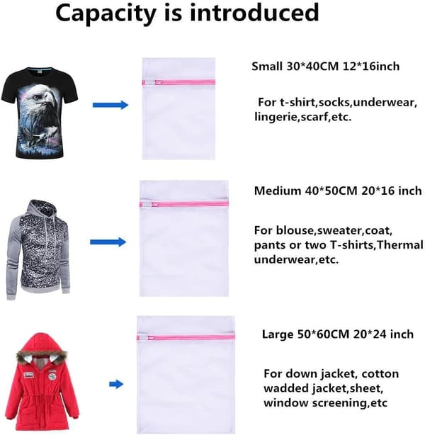 Mesh tvättväskor - 5-pack (1XL+2L+2M) Hållbara återanvändbara tvätt