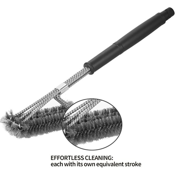 17,5\" Trekantet Metal Grillbørste, 3-gafflet Rustfrit Stål