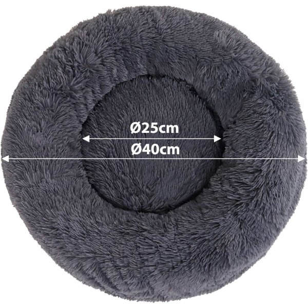 Rund hundkorg kattkudde donutkorg Ø 40 cm (S) Mörkgrå