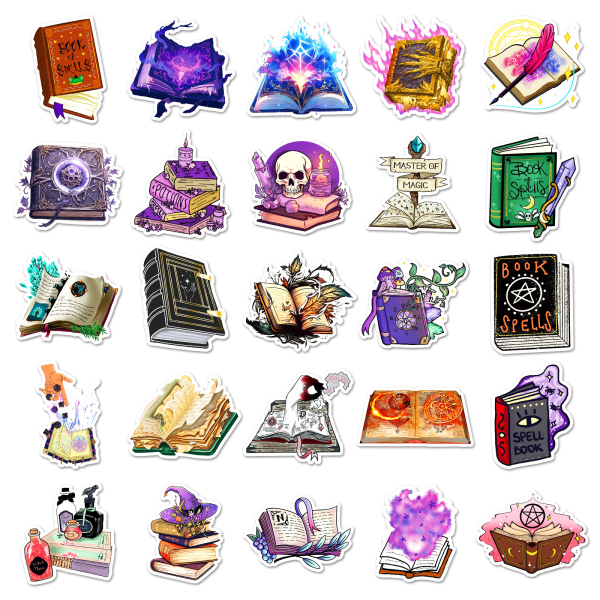 50 Magic Book Notebook Stickers, Gothic Style Stickers, Mobile Ph