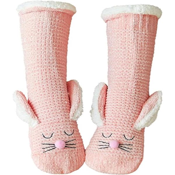 1PC Ljusgrå Sockor Damtofflor Vinter Varma Halkfria Therma