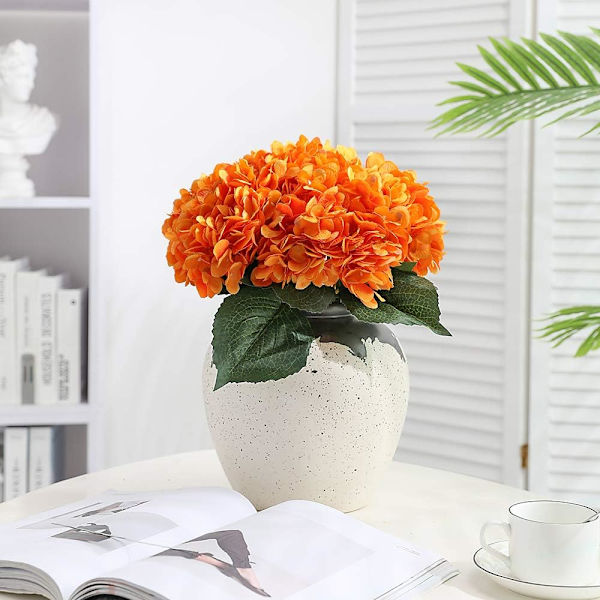 Kunstige hortensia blomster, 5 stk. enkelt lang silkestilk 6,3 tommer