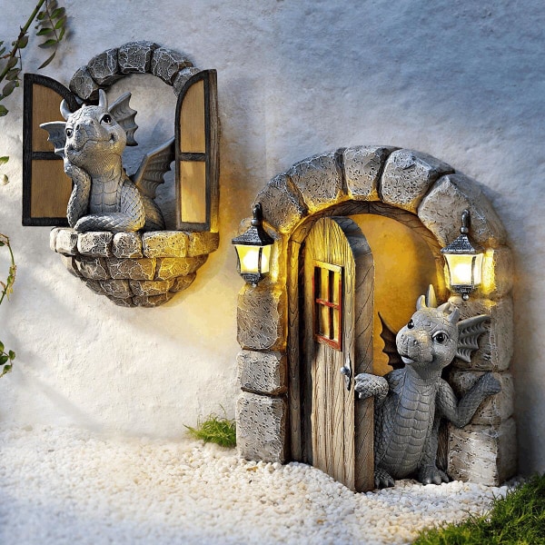 Lovely Courtyard Dragon Sculpture Resin, dekorativ utomhusdrake