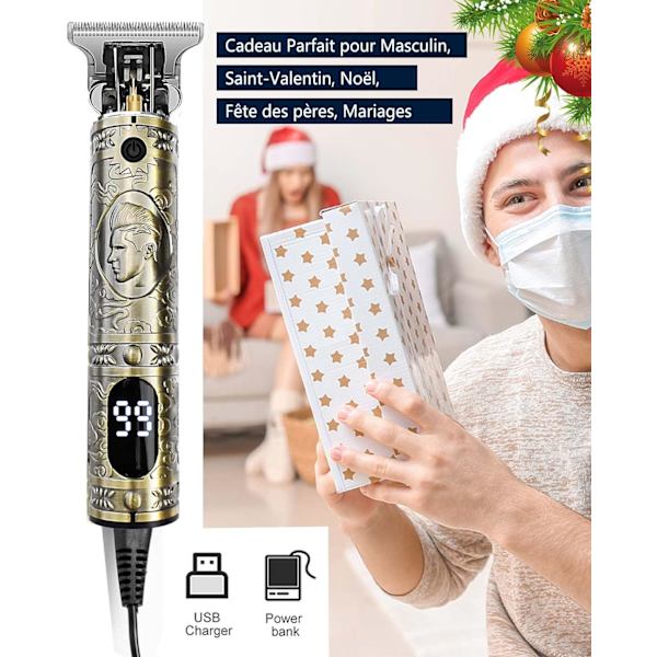 Professionel Hårtrimmer, Skægtrimmer til Mænd, USB Ledningsfri Ha