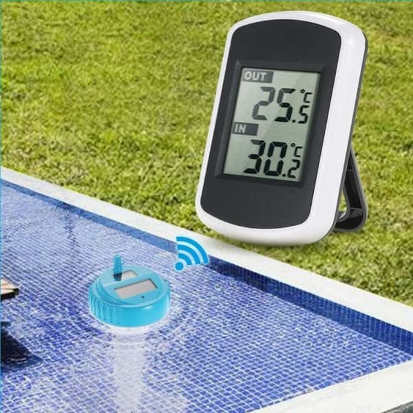 Digital Solcelled Pooltermometer - Solcelled Digital Termometer til