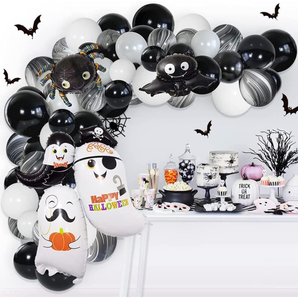 Halloween dekorationer Ballong Arch Garland Kit, svart, vit, svart