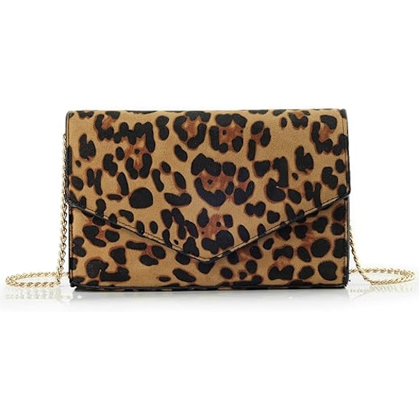 Leopard Kuvert Aften Clutch Dame Kæde Skuldertaske