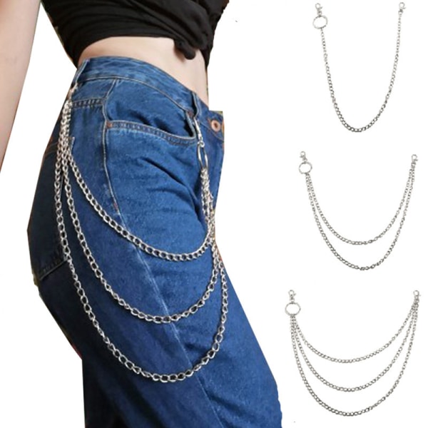 3 jeans kæde pung bukser kæde sølv lomme punk kæde hip hop