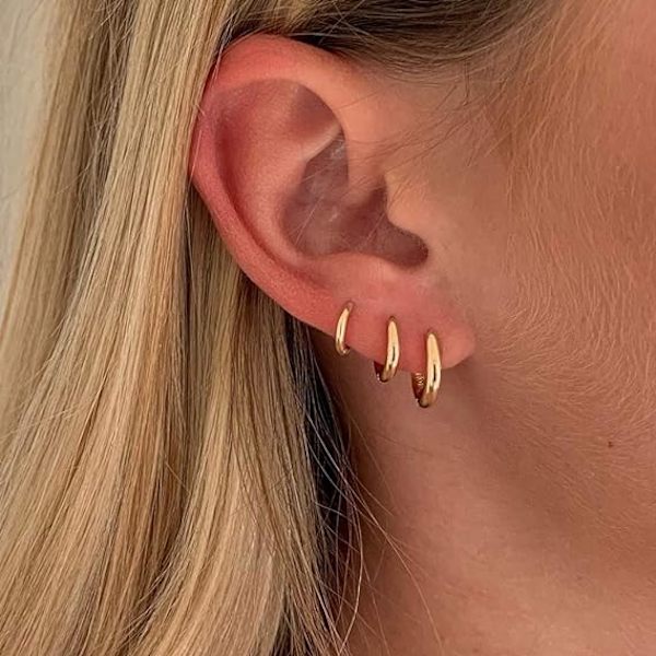 3 par øreringe, minimalistiske guld øreringe, simple 3 størrelser