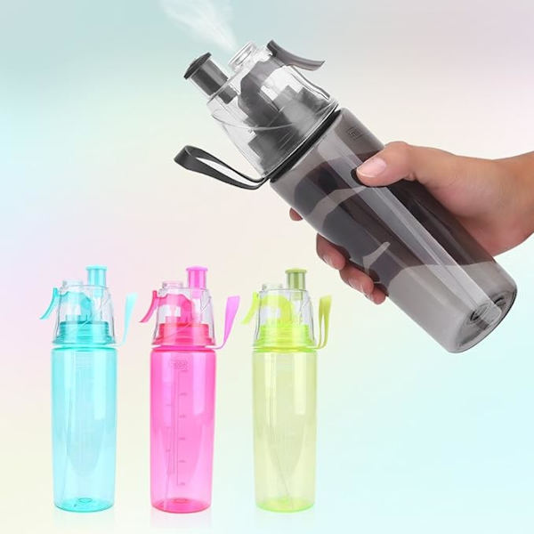Plast Vattenflaska, 600ML Bred Mun Bärbar Spray-Huvud Anti-L
