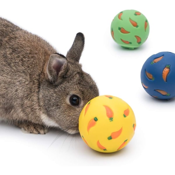 Snackboll för små djur, kanin som slickar boll, tråkig leksak, bitsäker kanin med luva öron, hamster, chinchilla, grisbur; Indien, husdjursmaterial, gul
