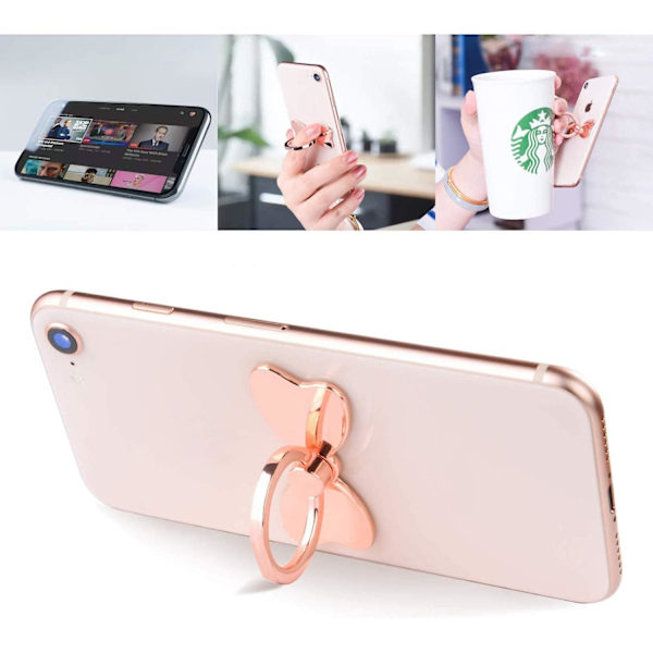 Mobiltelefon Finger Holder Pretty Metal Butterfly Ring Grip Stabili