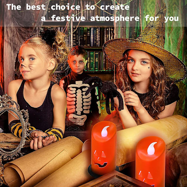 2 stk Halloween Gresskar Form Led Lys med Knapp Batteri H