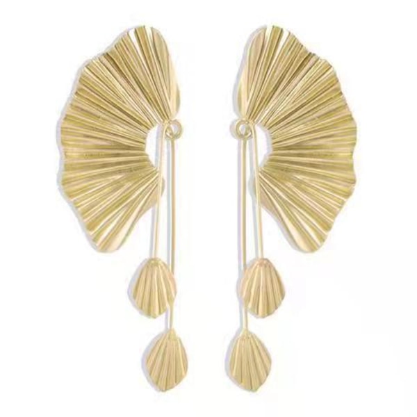 Guld Dangle Drop Øreringe Statement Trendy Blad Øreringe Tassel E