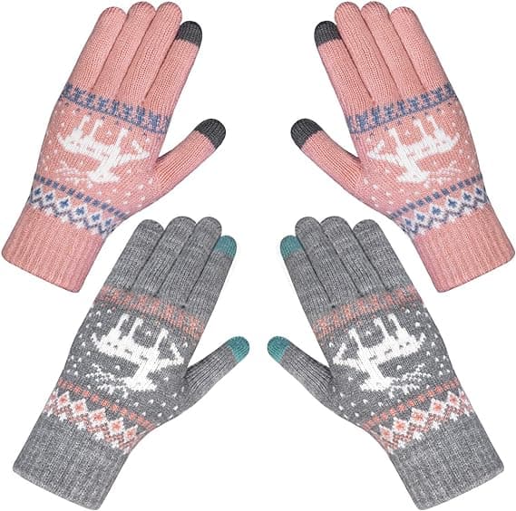 2 par handsker til kvinder, vinter, varme, touch screen handsker