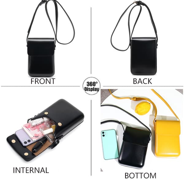 Liten crossbody-väska för kvinnor Läder Mobiltelefon Axelväskor T