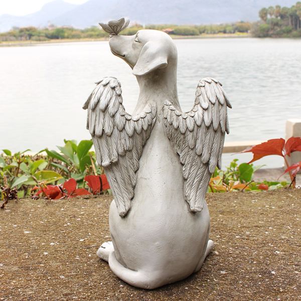 Hundengel Mindehund, Gravsten Hyldeststatue, 20*11*11CM,