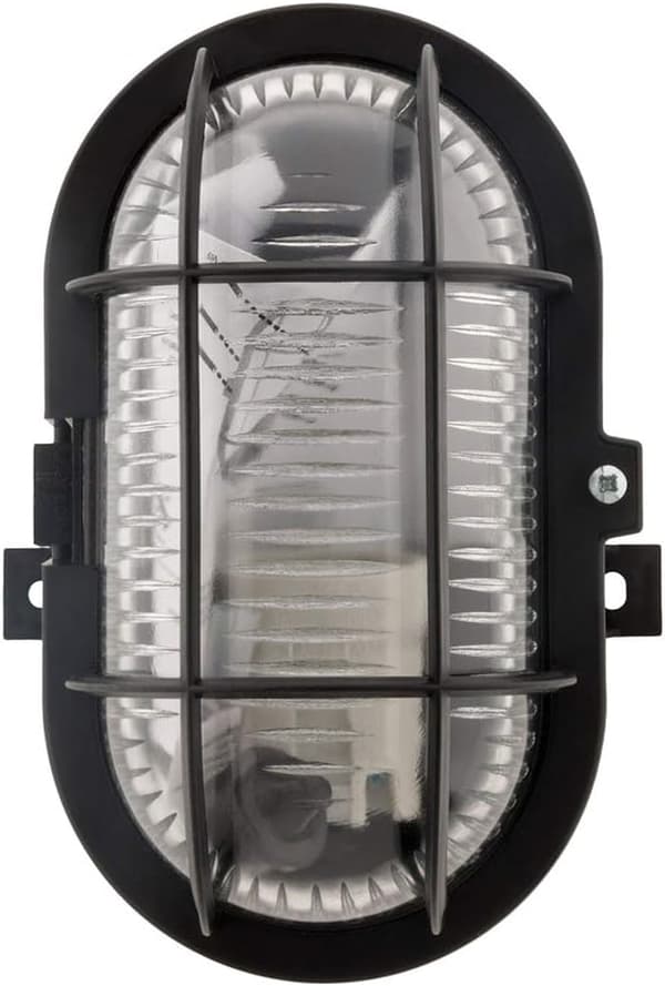 Ovalt kighul 60W IP44 E27 Klasse II Sort