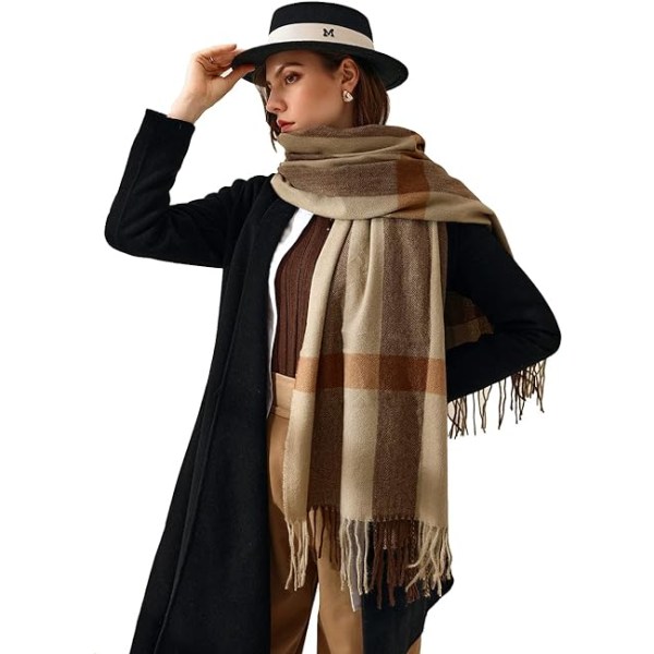 1PC Brun Skjerf Dame Elegant Kasjmir Pashmina Skjerf For Høst