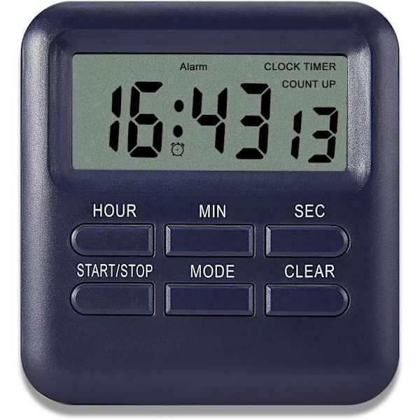 Digital timer med klokke/alarmklokkefunksjon 3 i 1, magnetisk Ki