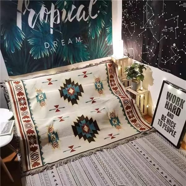 Amerikansk Etnisk Stil Sofadekke, Sucre Jacquard Strikket Full Dekke Sof